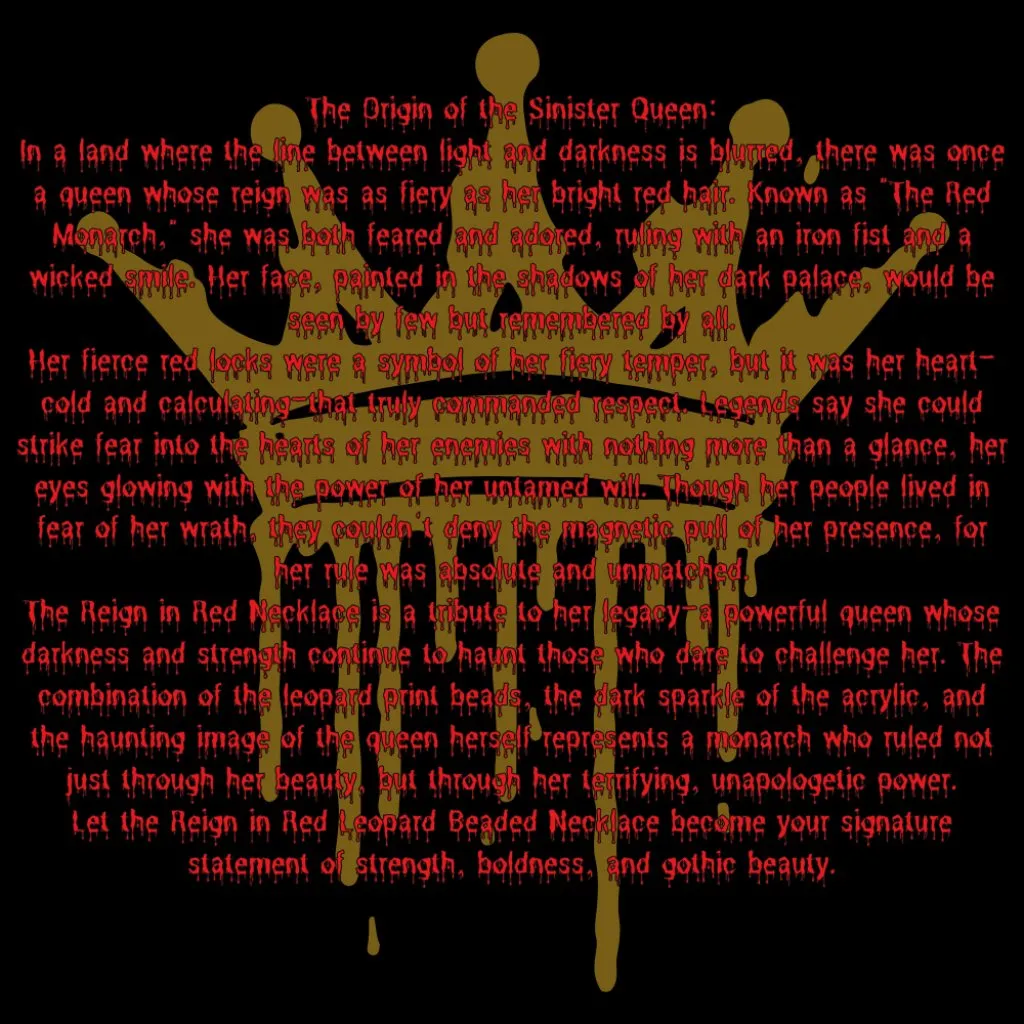 Gothic Bold Queen "Reign in Red" Leopard Beaded Necklace Statement Necklace - Image 7