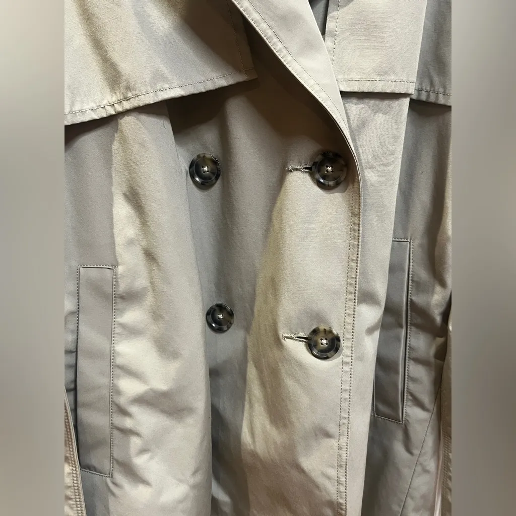 Abercrombie & Fitch Classic Trench Coat Beige Size M Double Breasted - Image 7