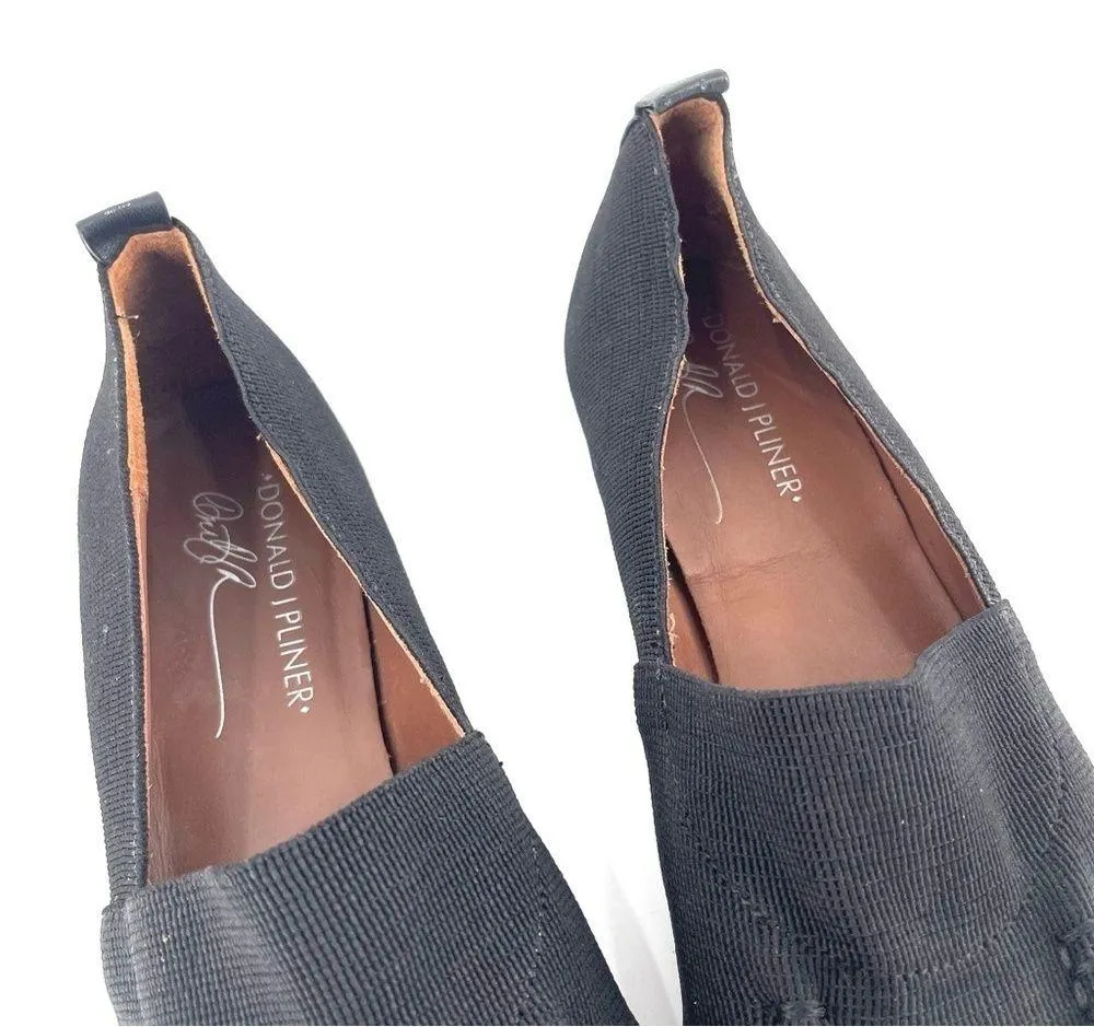 Donald Pliner Black Minimal Flats Loafers Stretch Knit Flat - Image 5