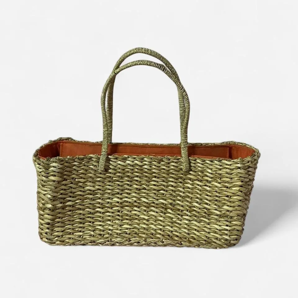 Woven Straw Tote Bag with Round Accent, Beach,‎ Vacation, Everyday Gold - Image 2