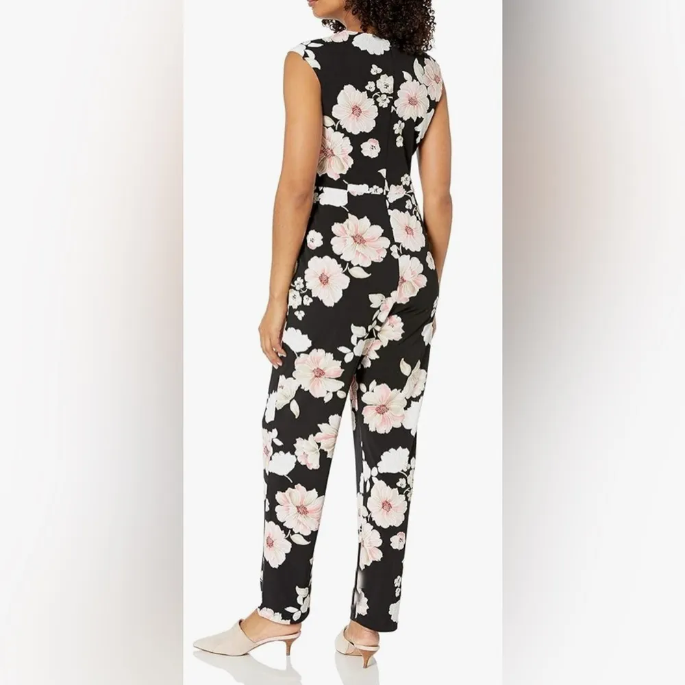 Jessica Howard Surplice Floral-Print Women Jumpsuit Women M - Image 2