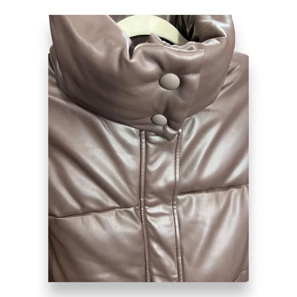 APPARIS Jemma Brown‎ Puffer Coat Size Large Faux Leather NWT Brown - Image 3