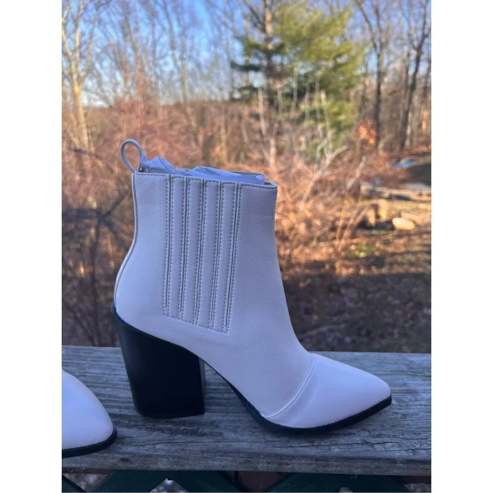 Nasty Gal Off White Pointed Toe Heeled Boots Sz 4 NWB - Image 3