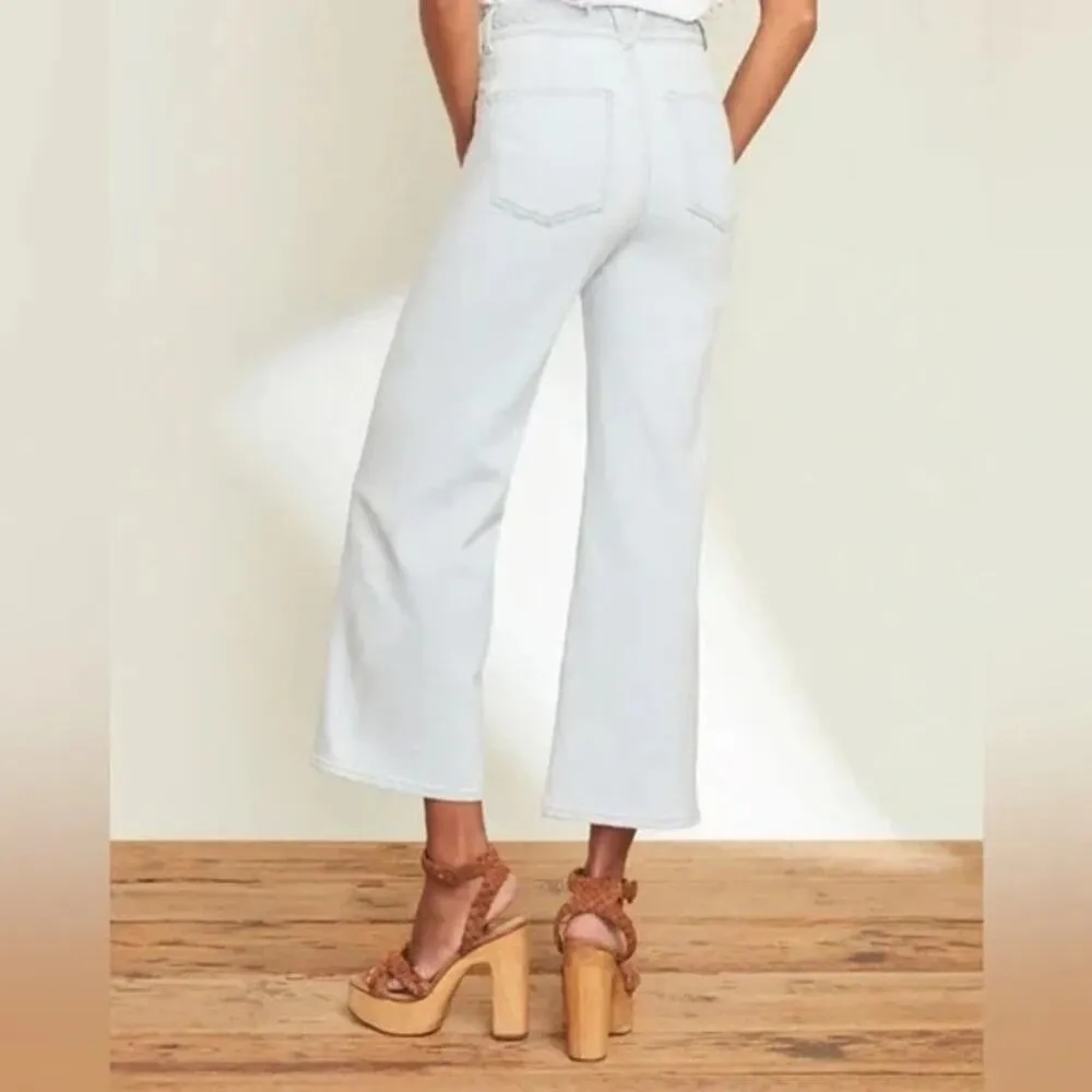 Veronica Beard Grant Braided Waist Extra High Rise Wide Leg Jeans Aspen Blue 10 - Image 2