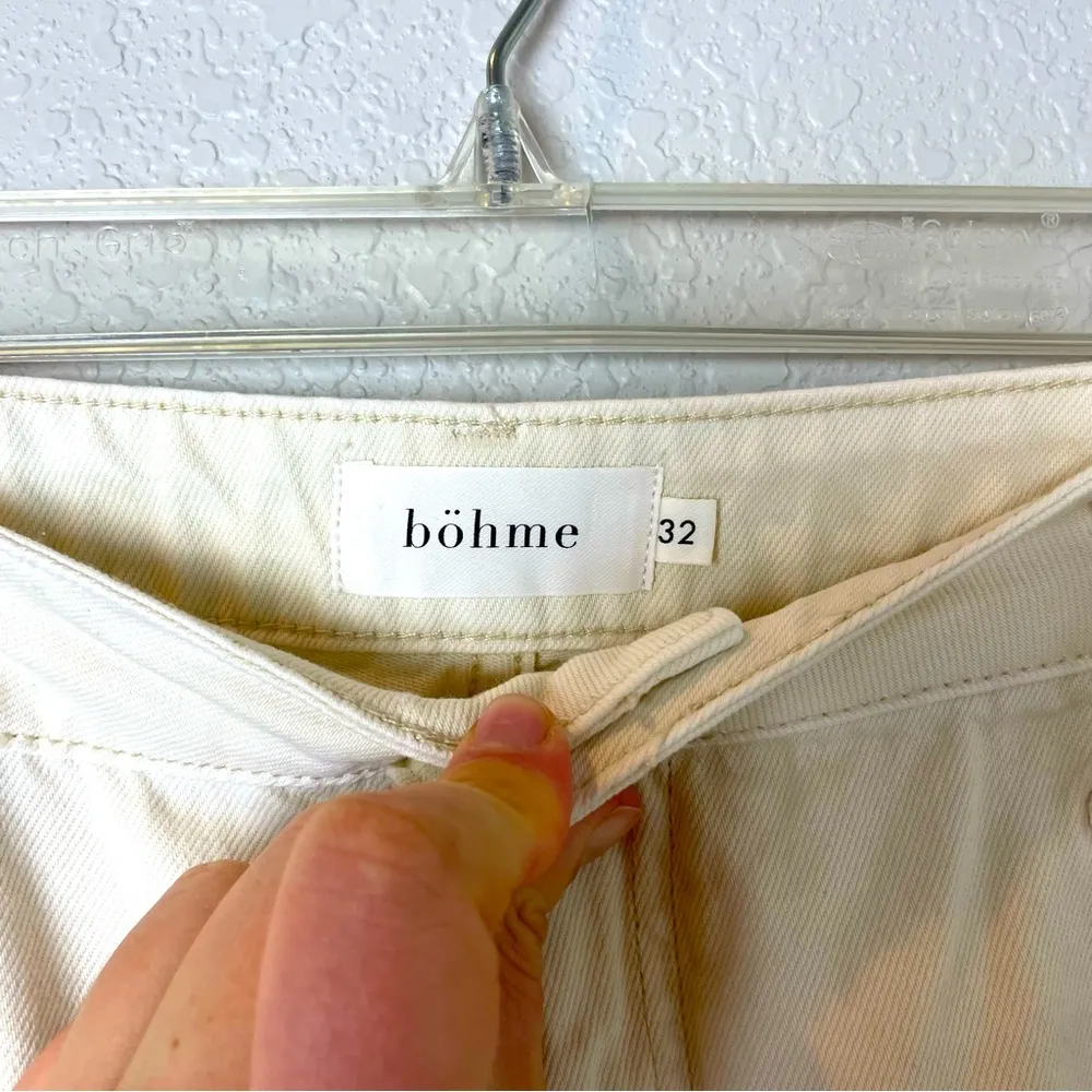 Bohme  Women's Cream Distressed Cropped Jeans Size 32 - Image 5