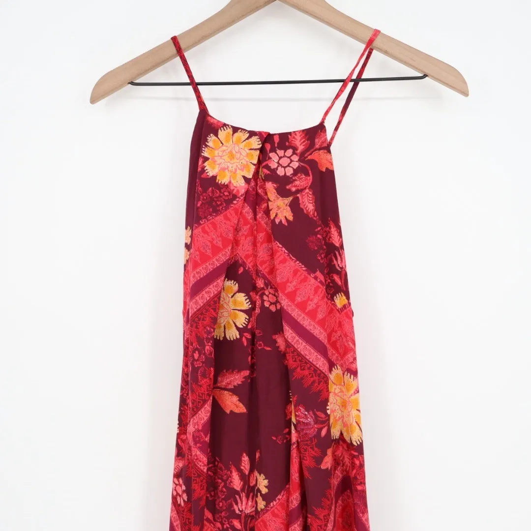 Free People Luca Floral Halter Neck Wide Leg Jumpsuit Size L - Image 3