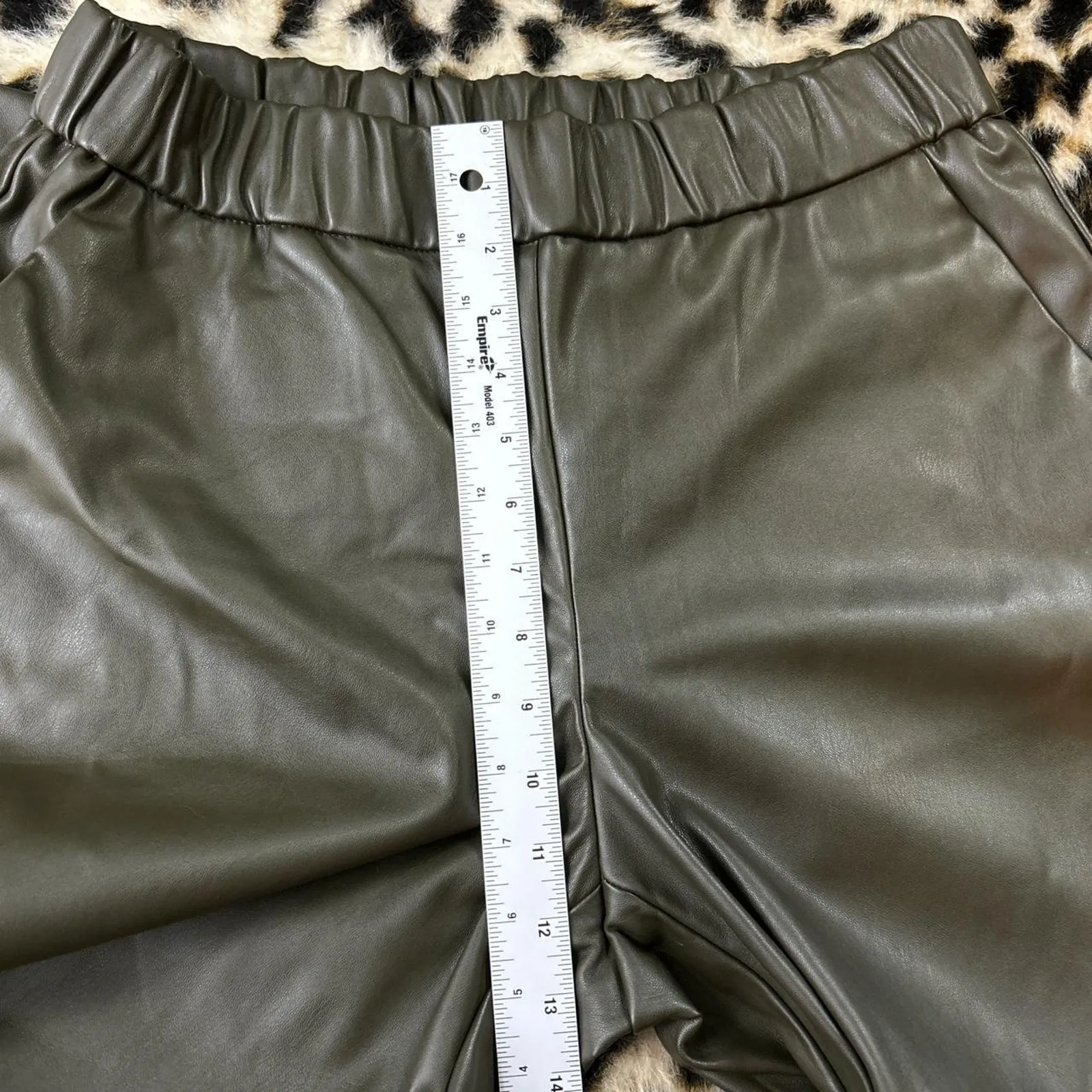 A New Day Olive Green Vegan Faux Leather Pants M - Image 5