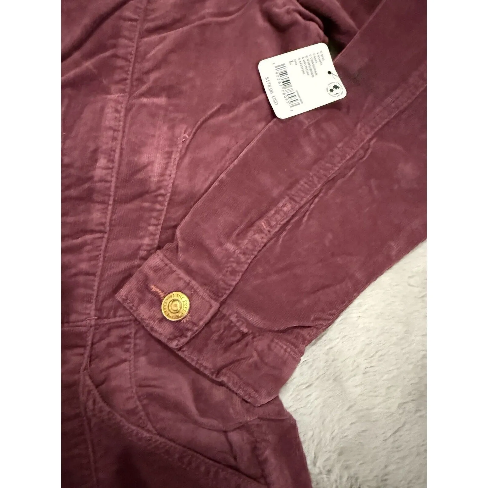 NWT $178 Free People Jayde Cord Flare Jumpsuit Wine L Cottagecore Western‎ Retro - Image 10