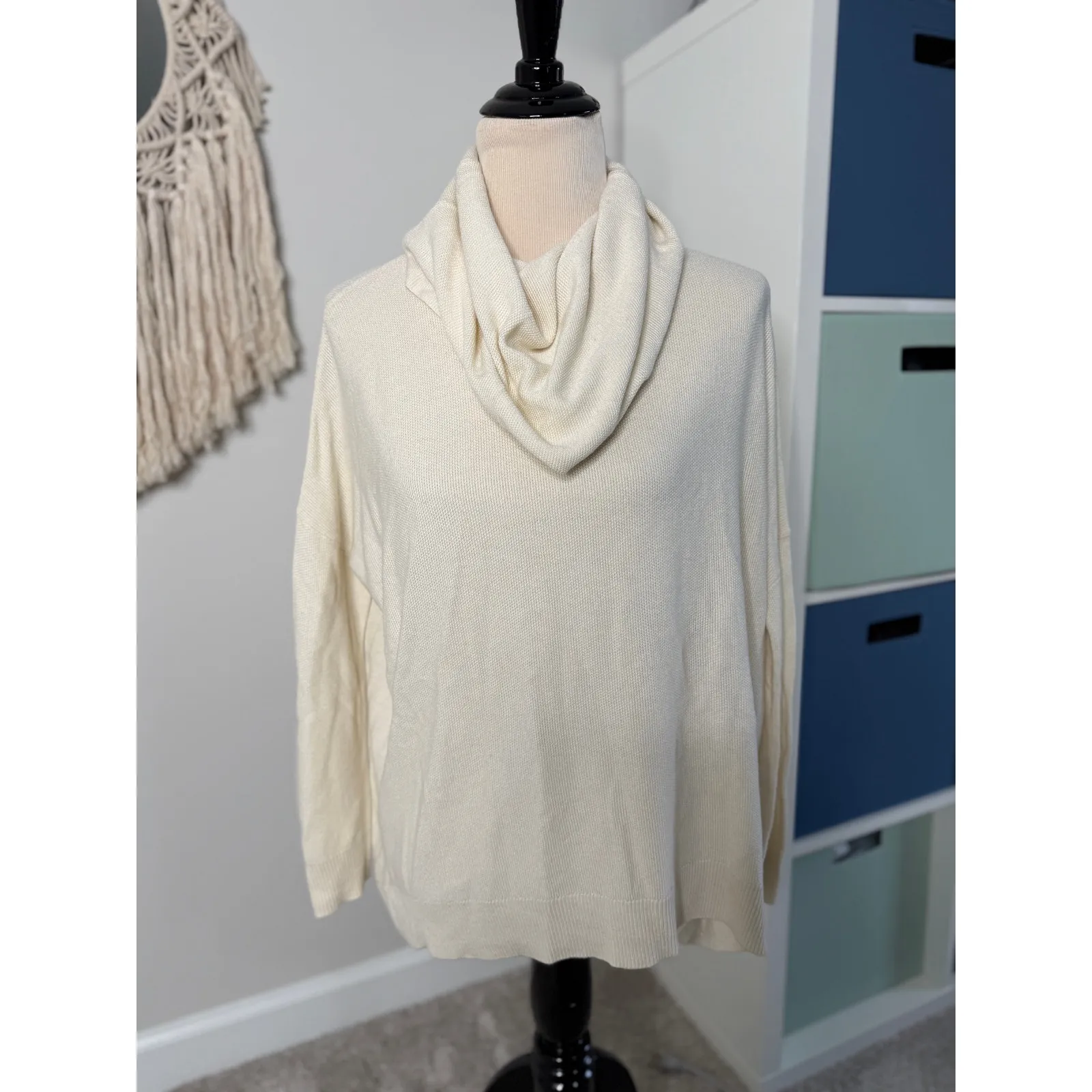 Joie Women's Chesney Ivory Cream Draped Cowl Neck Wool Cashmere Blend Sweater XS - Image 2