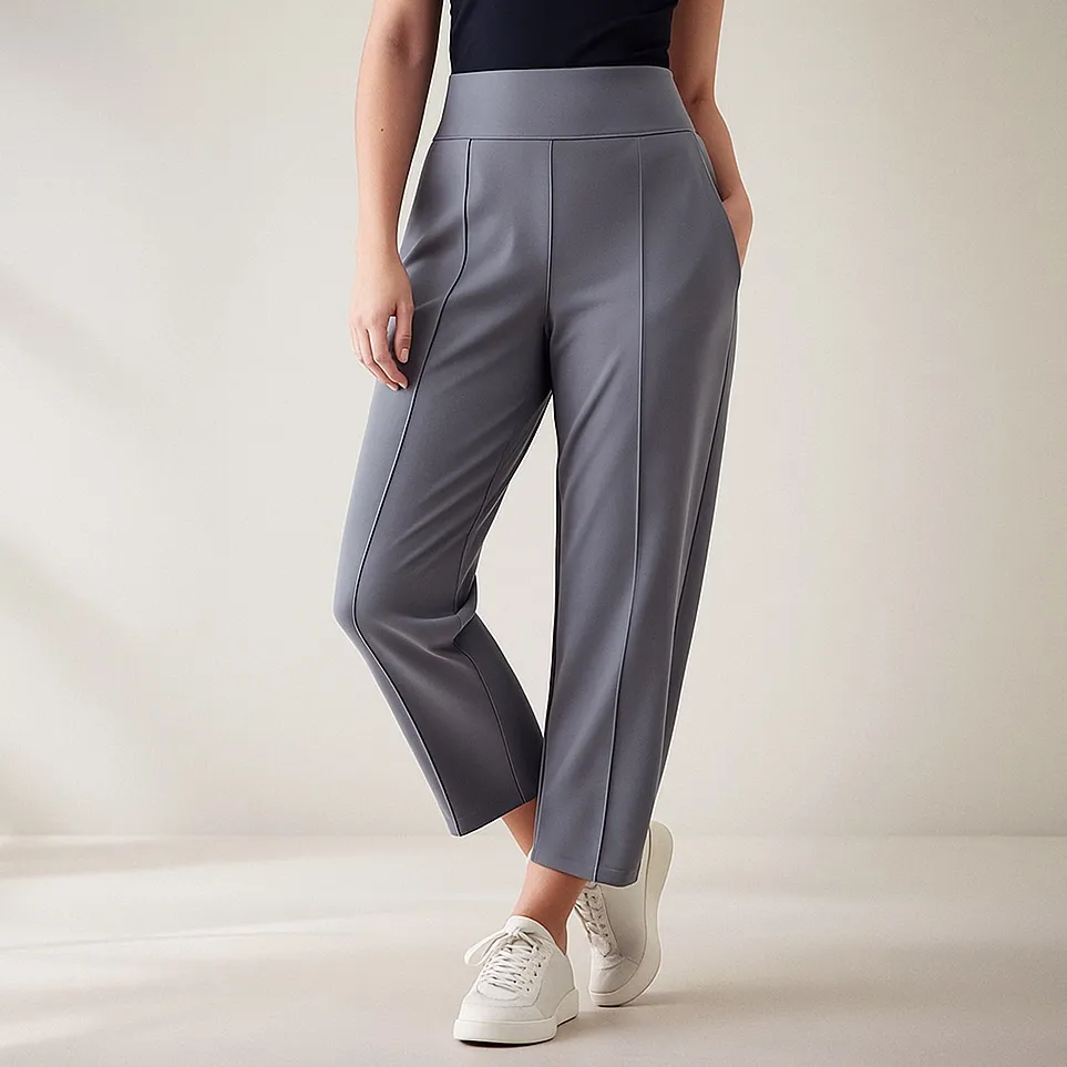 Athleta Stellar Wide Crop Pants Sz 12 Tall Coastline Blue UPF 50+ Pockets Travel - Image 9