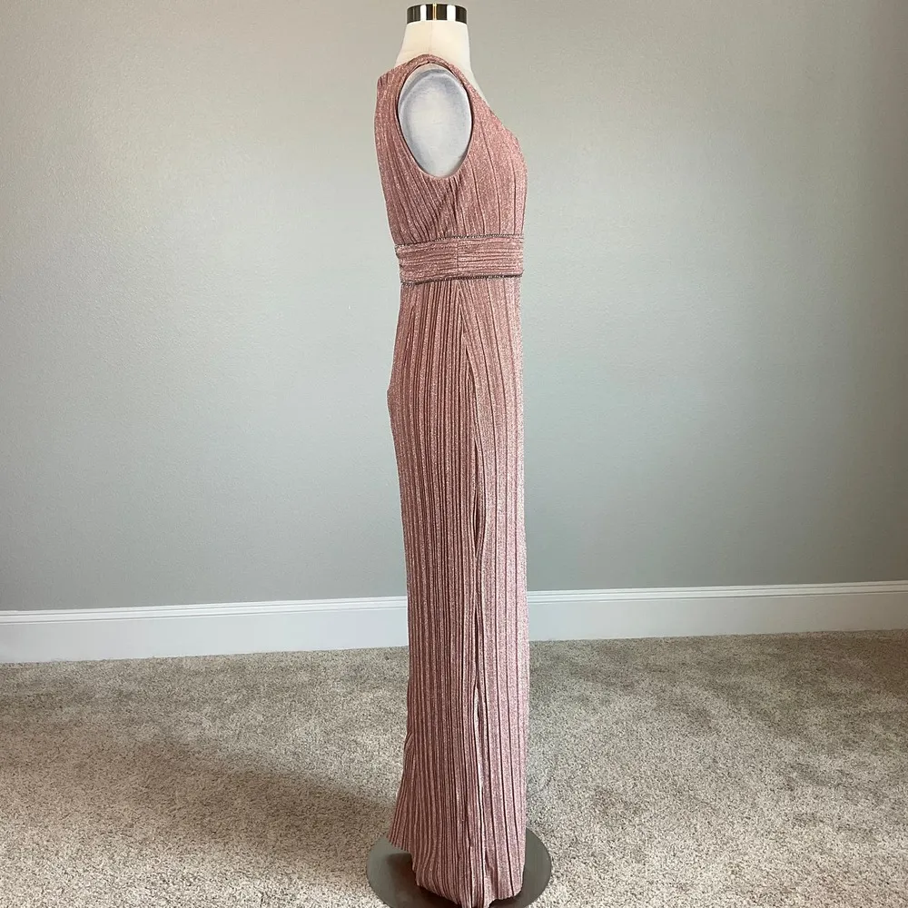 Pink Metallic Beaded Column Gown  Women's Size 4 Formal Dress - Image 5