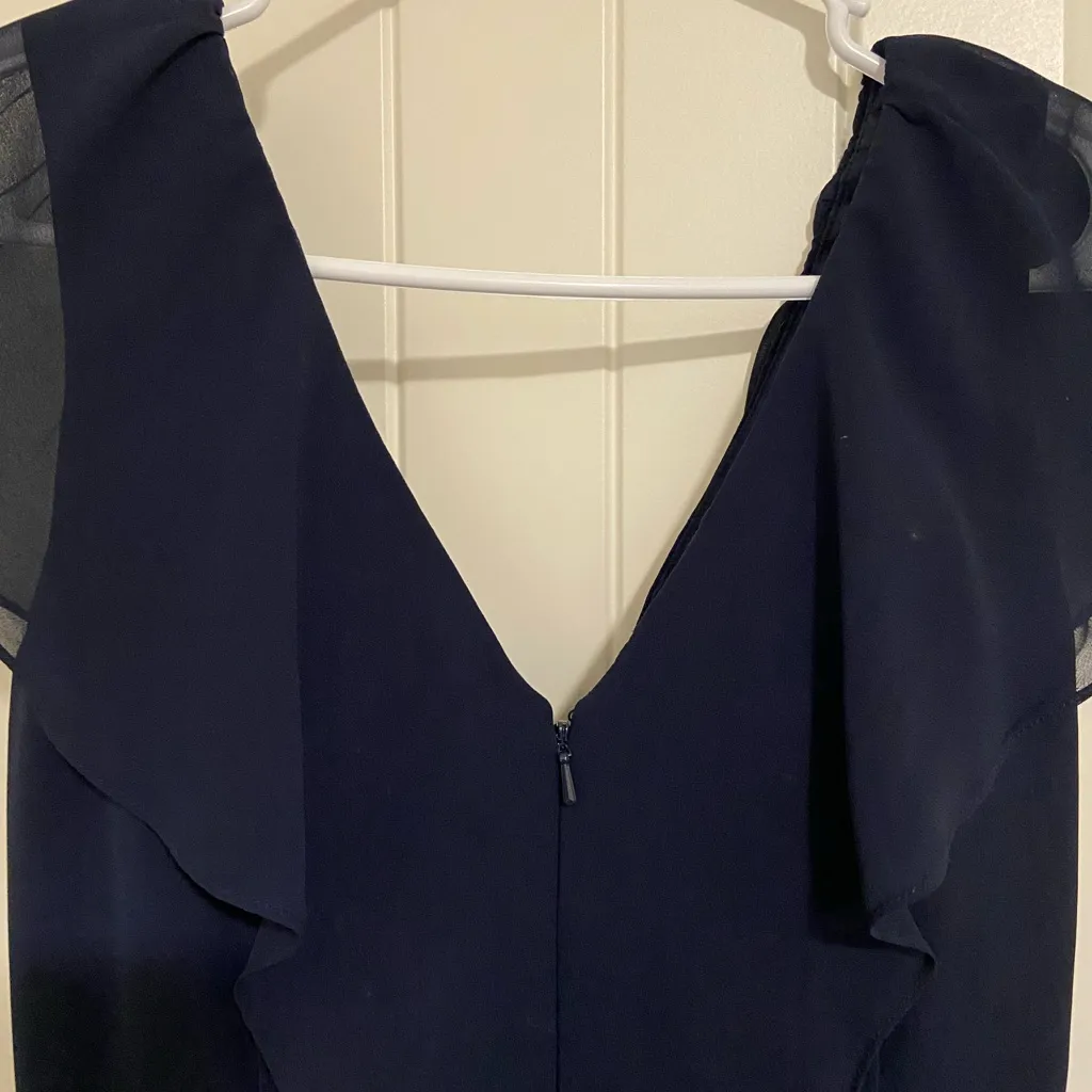 Jenny‎ Yoo women’s navy blue Isabel chiffon fit and flare dress size 0 - Image 4