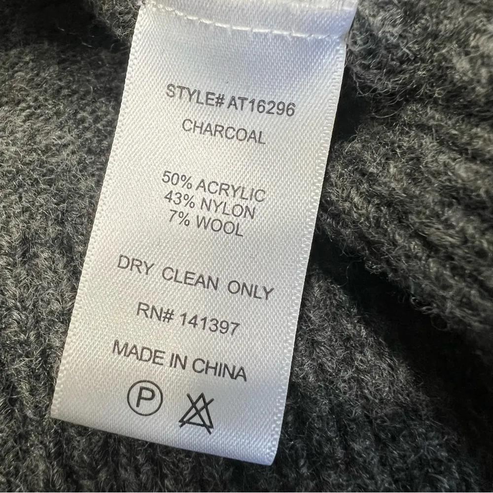 ASTR the Label Pleated Wrap Sweater Charcoal Medium Wool Blend long sleeves - Image 8