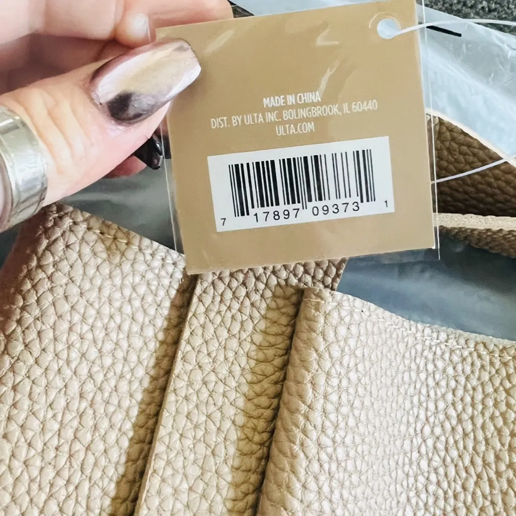 Tan Faux Pebbled Leather Shoulder Bag - Image 6