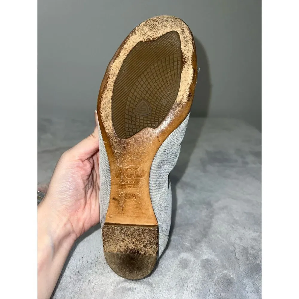 AGL Attilio Giusti Leombruni Sparkle Blue/Red Leather Ballet Flats Buckles 37.5 Blue Size 7 - Image 8