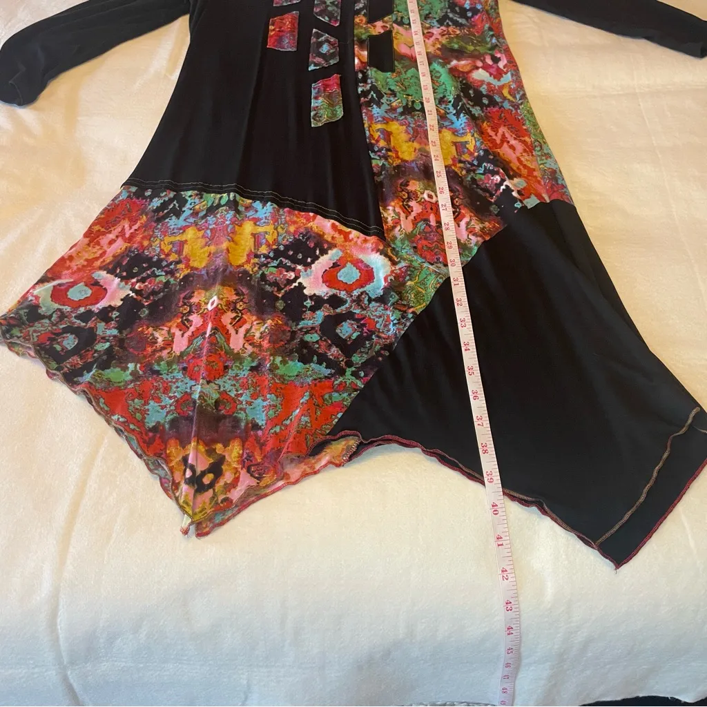 Parsley & Sage Artsy Patchwork Stripe Boho Jersey Dress Women’s Size Medium Black - Image 13