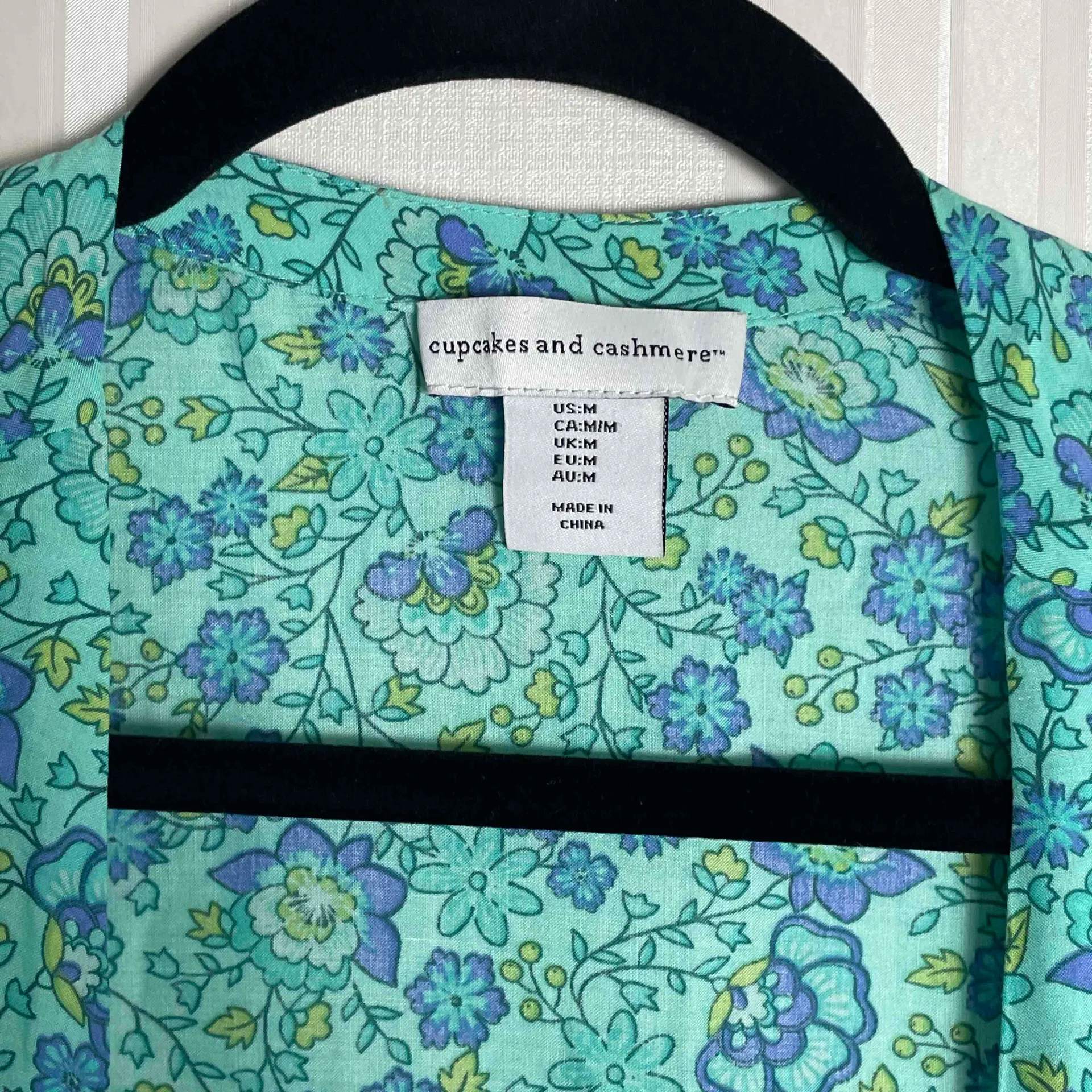 Cupcakes And Cashmere Womens Blue Floral Kimono Open Front US‎ M Size M - Image 2