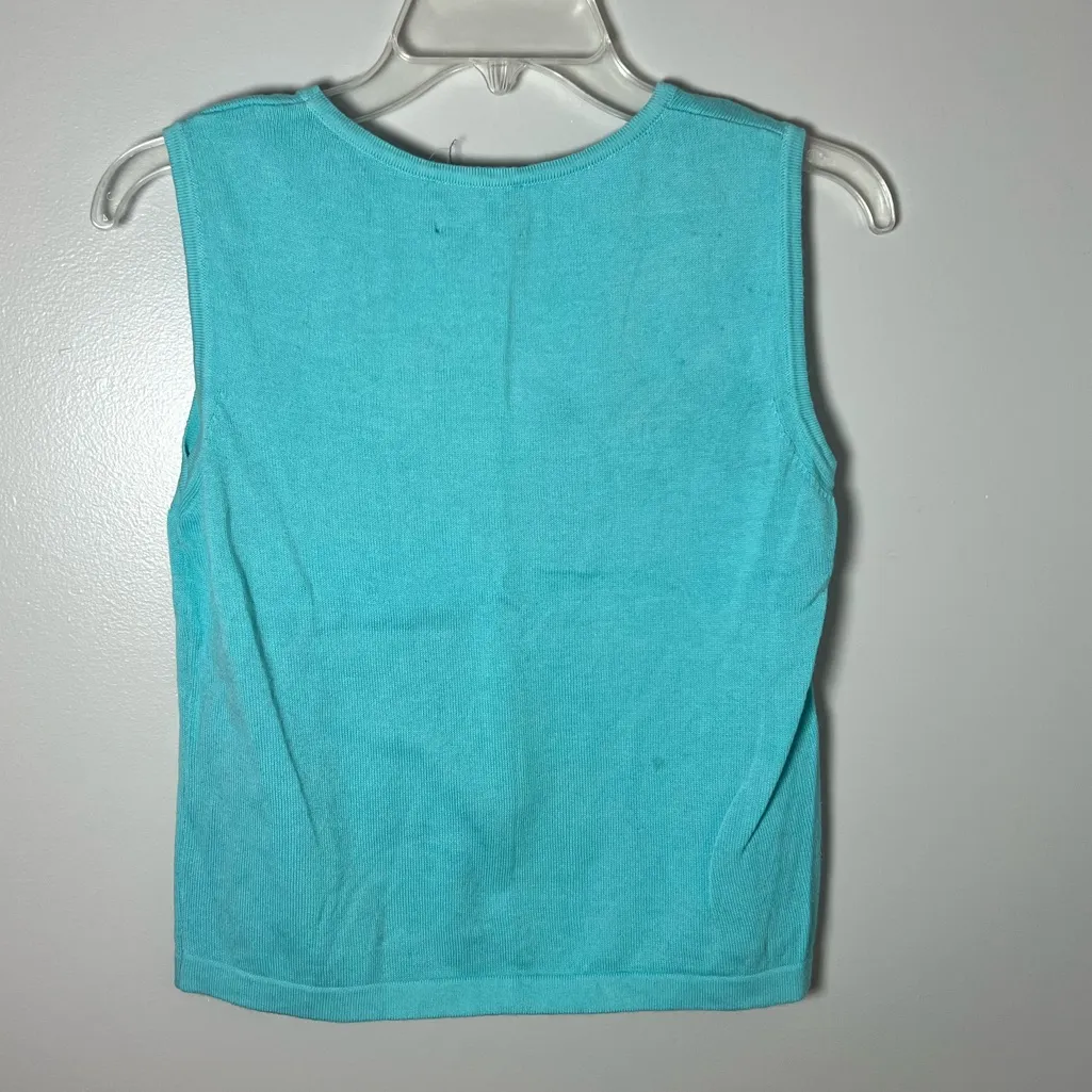 Lilly Pulitzer Vintage 90s/Y2k Cotton Blue Knit Sweater Tank Top Size S - Image 4