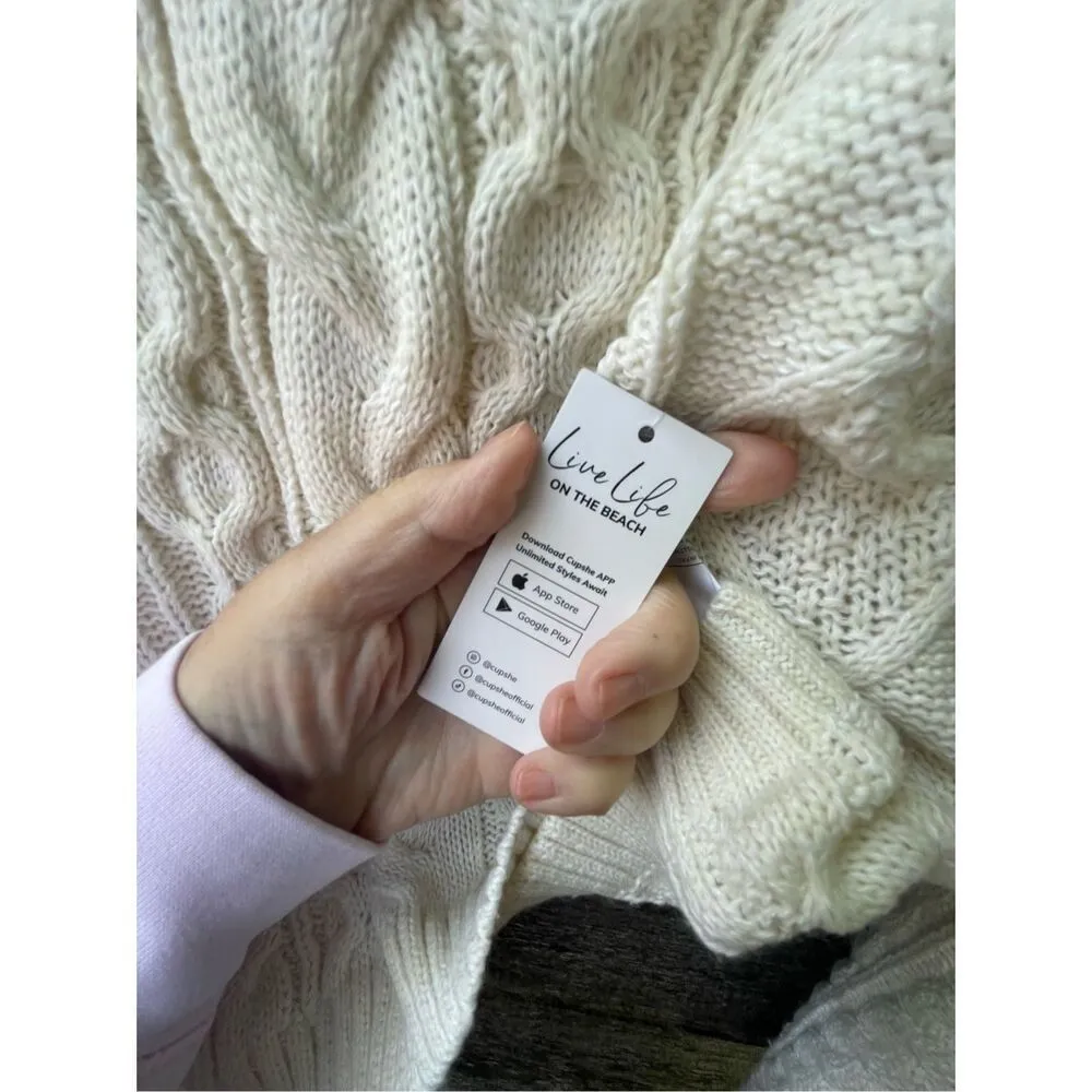 Cupshe NWT  drop should cable knit sweater. - Image 6