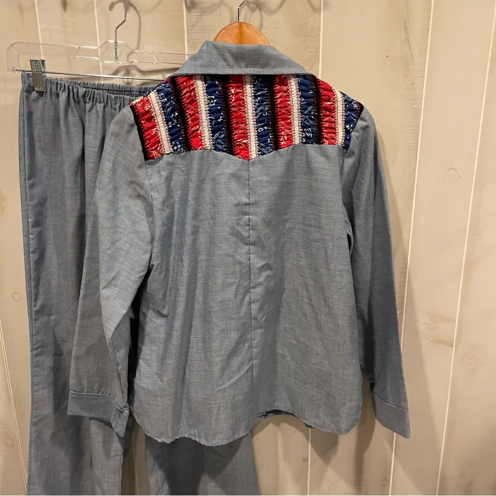 Vintage 70’s 2 piece butterfly collar handmade shirt and pull on bellbottoms set - Image 7