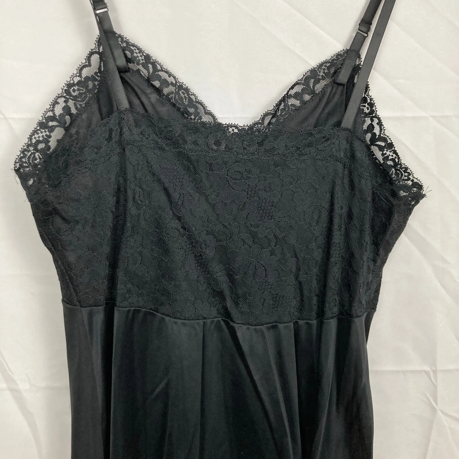 VTG Vanity Fair Womens S Black Lace Trim Slip Dress Coquette Romantic Feminine - Image 11