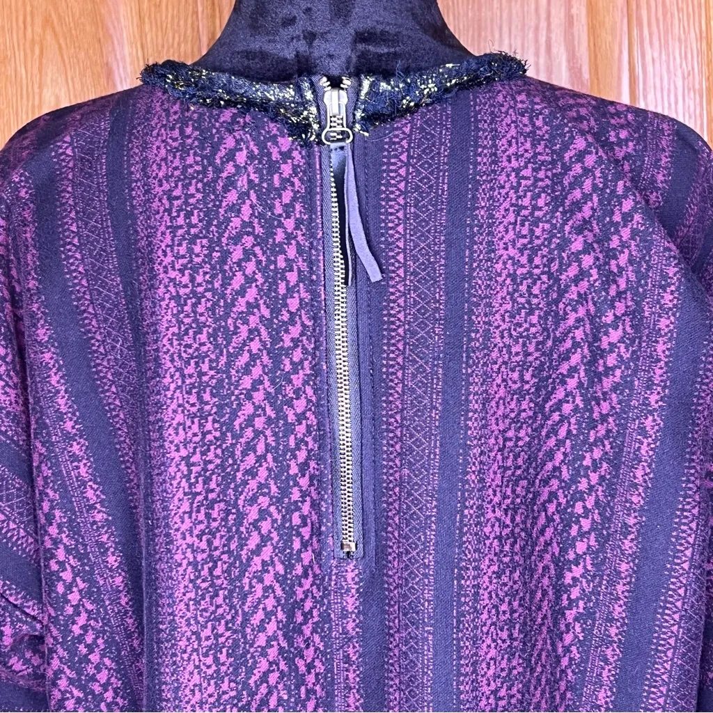 Cynthia Vincent Knits Metallic Trim Boxy Sweater Top Purple & Black‎ Vintage Size L - Image 6