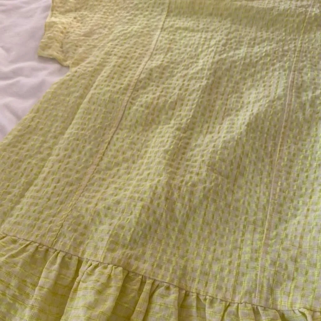 Anthropologie bright butter yellow drop waist dress - Image 11