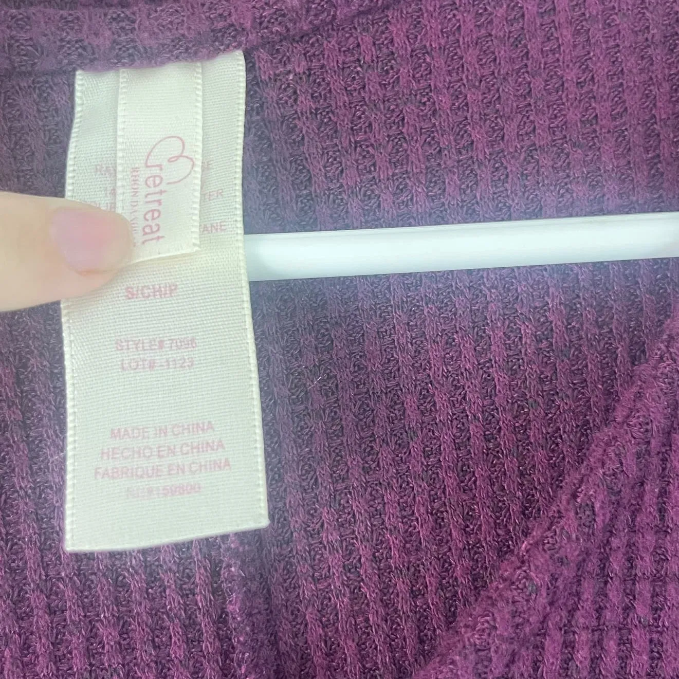 Retreat Women's Size Small‎ Burgundy Purple Two Piece Pajama Set - Image 8