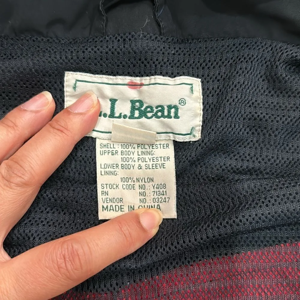 LL BEAN vintage women’s Color Block Full Zip Mountain Rain windbreaker Jacket L Black Size L - Image 4