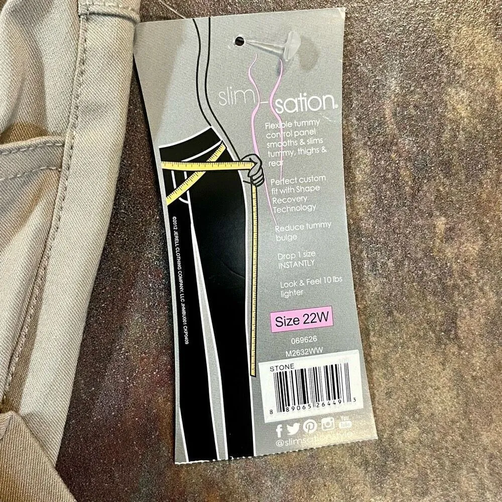 NWT Slim-Sation By Multiple Khaki Pull-on Walking Shorts 22W - Image 6