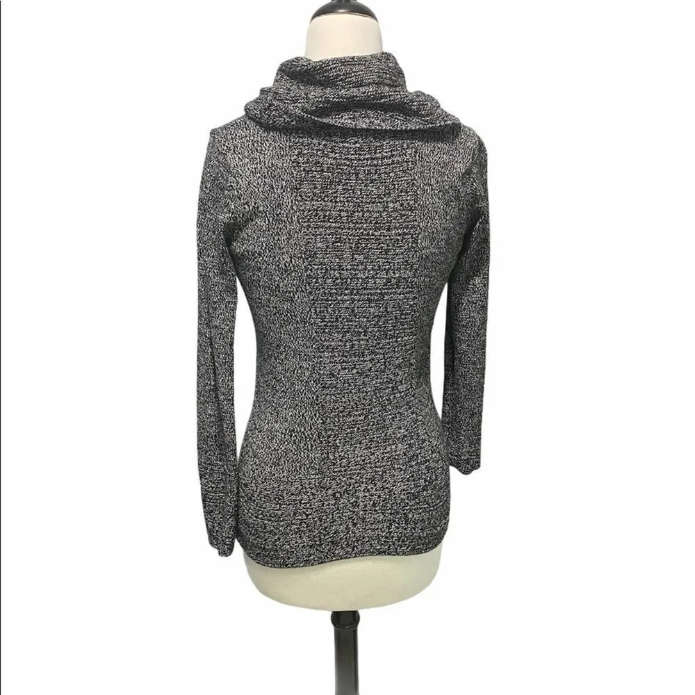 Calvin Klein‎ Cowl Neck Knit Sweater Pullover Rib Front Contrast Design Gray XS - Image 2