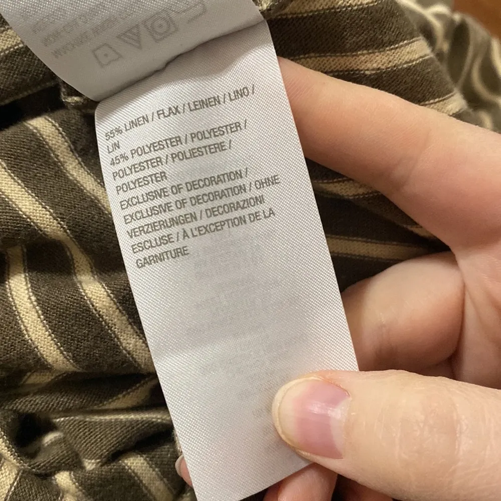 Logo by Lori Goldstein lace trimmed linen blend striped t-shirt dress size M - Image 13