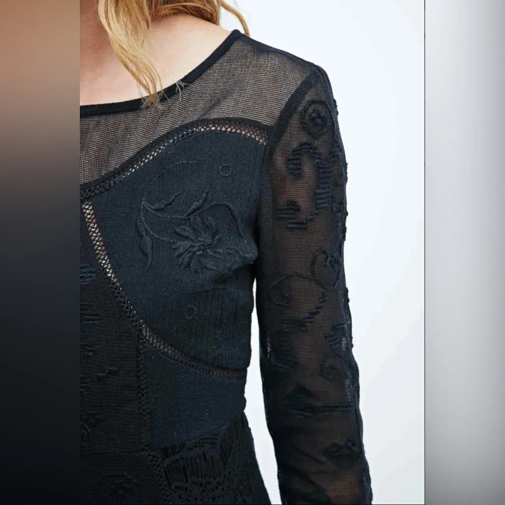 FP Free People Black Say‎ You Love Me Cotton Lace Button Back Maxi Dress Size 2 - Image 4