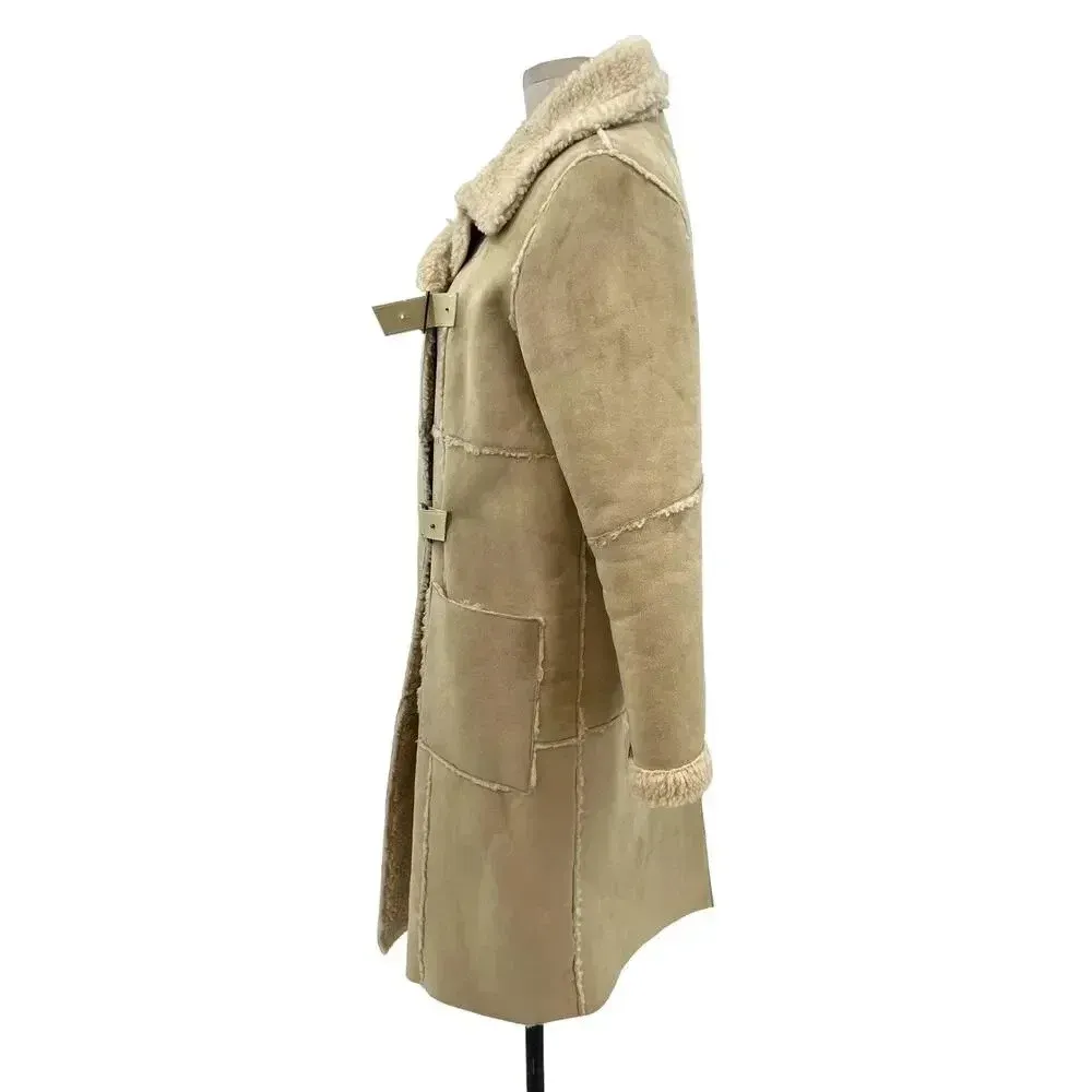 Moon River Borg Lined Duffle‎ Coat Faux Suede Sherpa Penny Lane Size Medium - Image 10