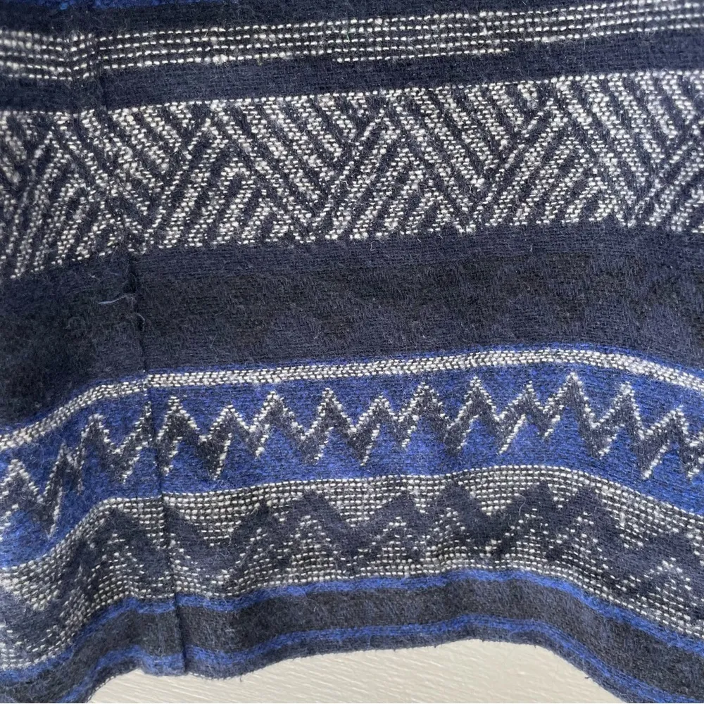 Stripe Jacquard Faux Suede Sleeve Moto Jacket Navy Blue Sz Medium - Image 11