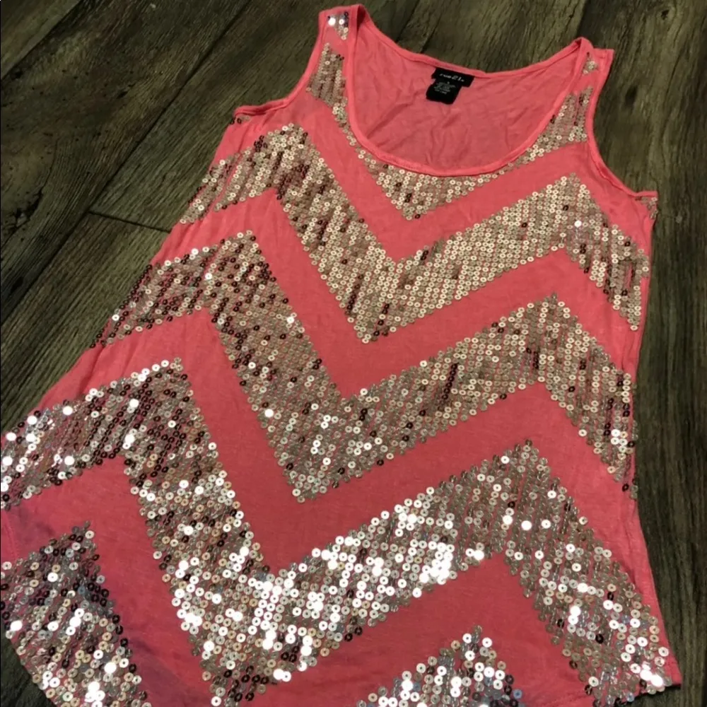 Sequined Chevron Summer Tank Top Shirt BLING - Image 2