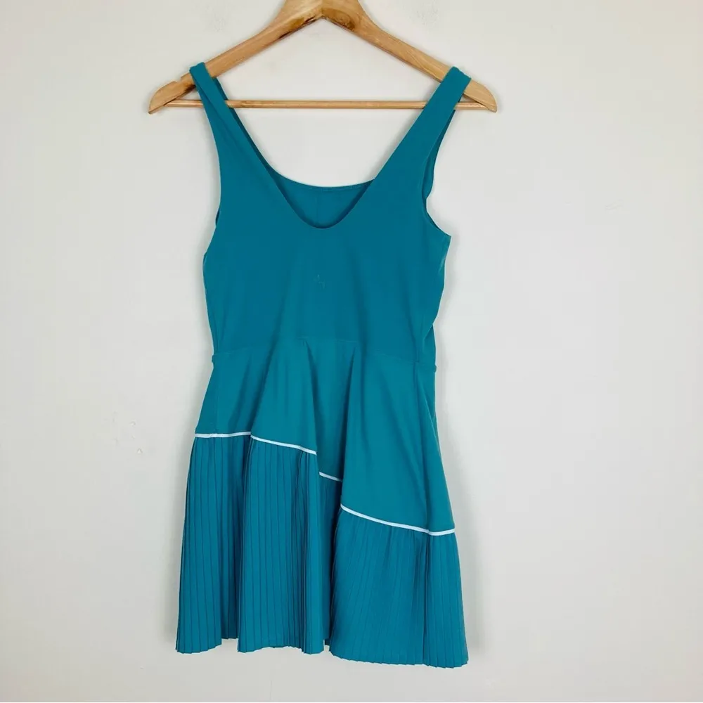 Joy Lab athletic tennis inspired dress in teal color with pleated skirt & shorts - Image 7