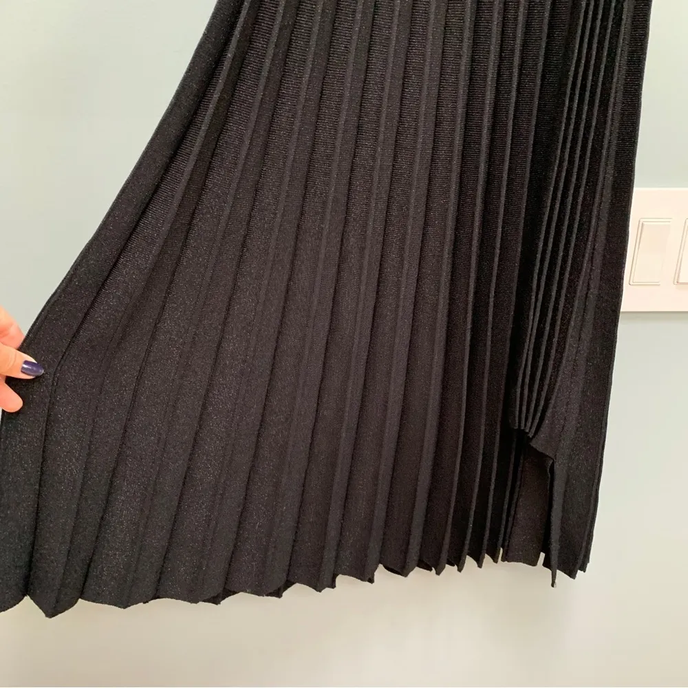 Lewit Metallic Sparkle Pleated Maxi Midi Knit Black Skirt size XS - Image 7