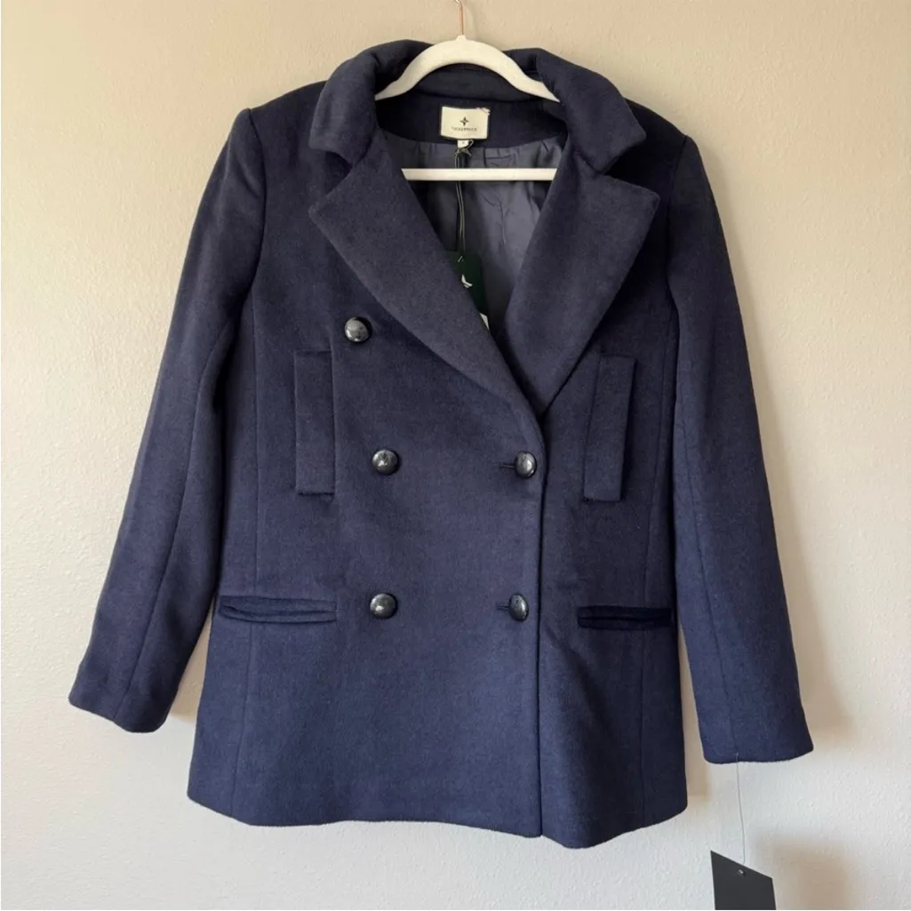 NWT Tuckernuck Kensington Navy Double-Breasted Women's Coat size M - Image 8