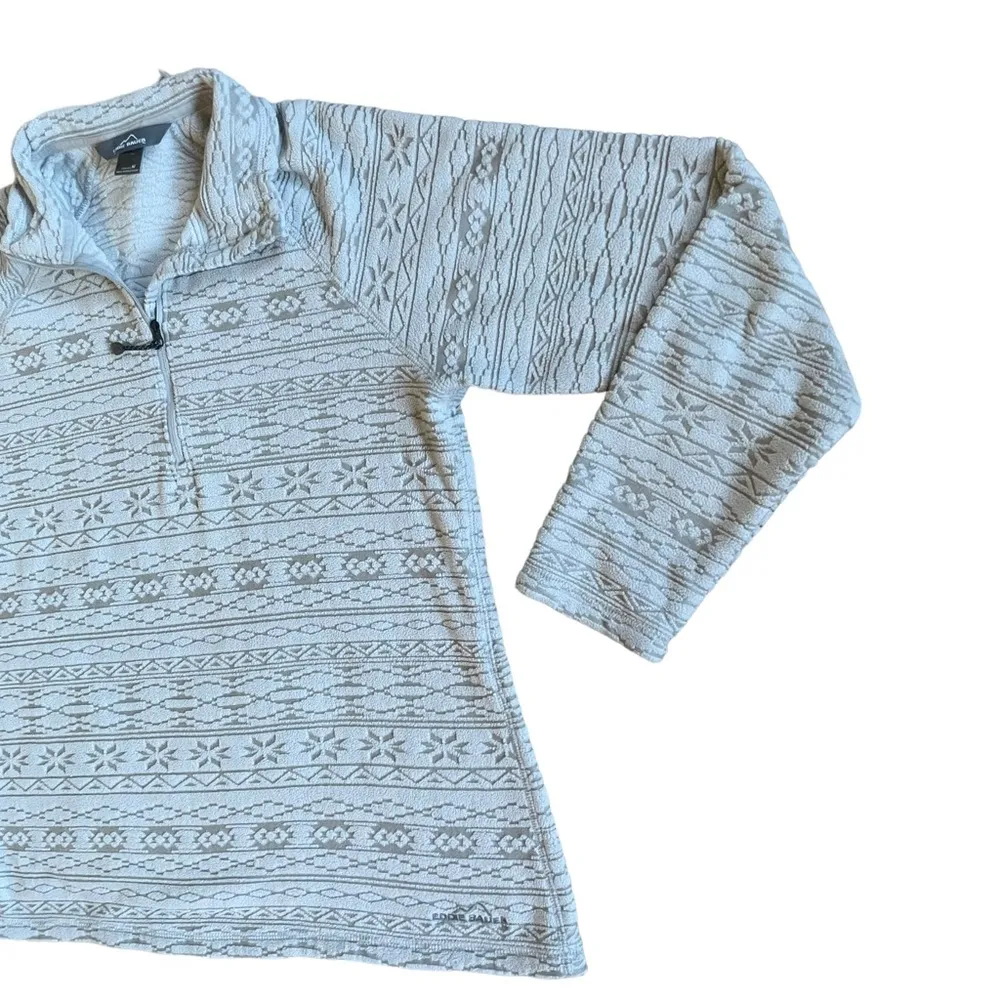 EDDIE BAUER Womens Aztec Southwest Pattern Quarter Zip Fleece Pullover Size M A5 - Image 3