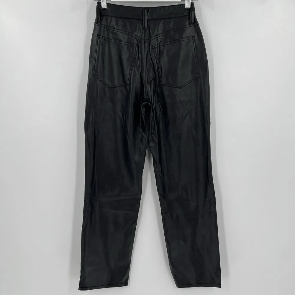 Madewell The Perfect Vintage Straight Jean Black Faux Leather Edition Size 24‎ - Image 7
