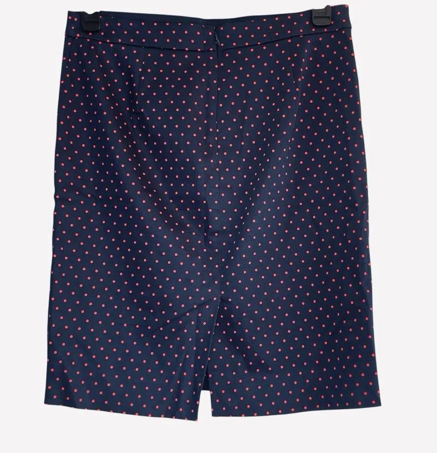 J. Crew navy blue red polka dot “ the pencil skirt “ size 6 - Image 3