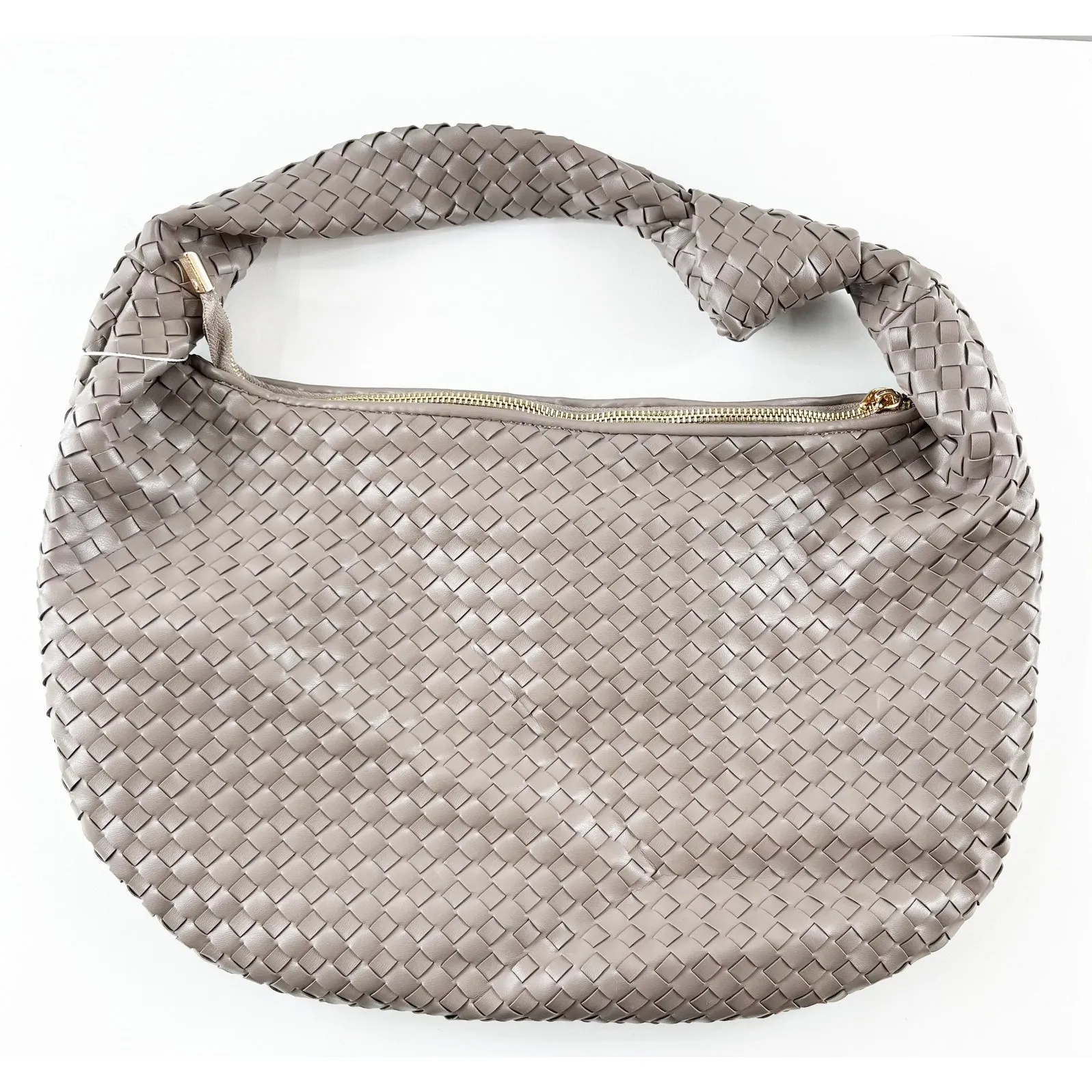 Melie Bianco Anthropologie Brigitte Woven Satchel Shoulder Bag Purse Gray - Image 2