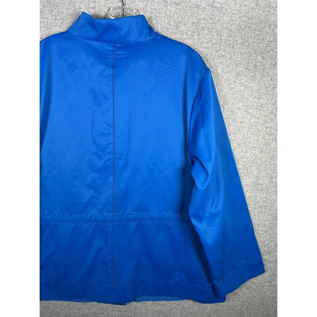Jessica London Size 18 Jacket Womens Blue Drawstring Zip Lightweight Solid Mock - Image 14