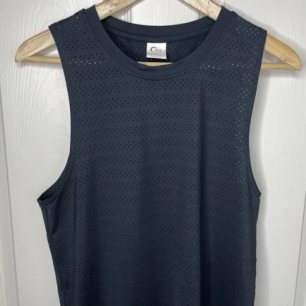 ZYIA Active Chill Black Perforated Muscle Tank Top - Medium - Image 3