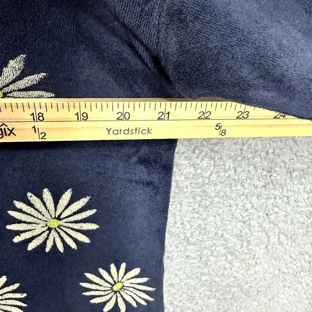 Splendid X Margherita Sweatshirt Womens Small Blue Velour Floral Daisy Oversized - Image 4