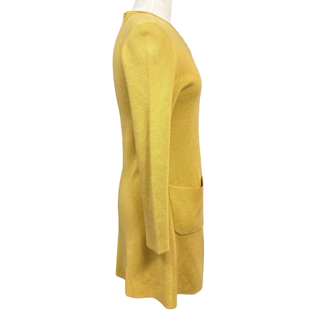 Kasper Mustard Yellow Wool Blend Cardigan Jacket S Leaf Buttons - Image 4