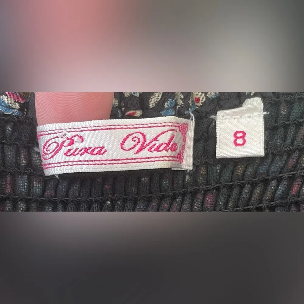 Pura Vida Fully Lined Sleeveless Long Flowy Black / Floral Maxi Dress; size 8 - Image 3