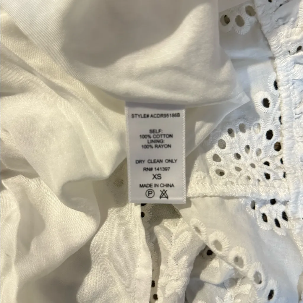 ASTR The Label White Ruffle Eyelet Mini Dress with Cutout Detailing- Size XS - Image 8