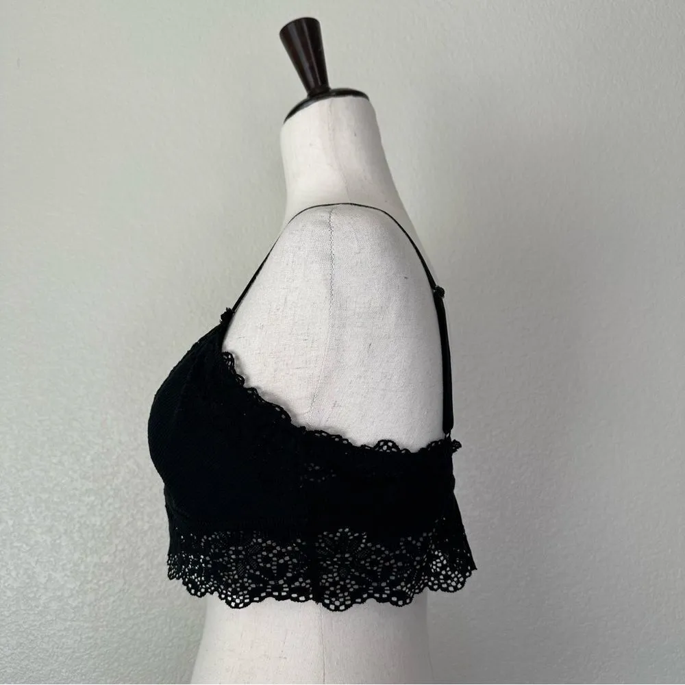 Aerie Laser Cut Lace Wireless Adjustable Strap Black Brallette - Image 2